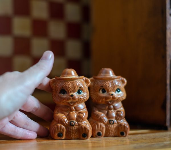 THRIFTCO Vintage Salt Pepper Shaker set SMOKEY THE BEAR