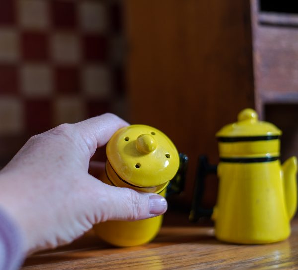 Vintage Salt and Pepper Shakers - Japan Yellow Coffee Pot