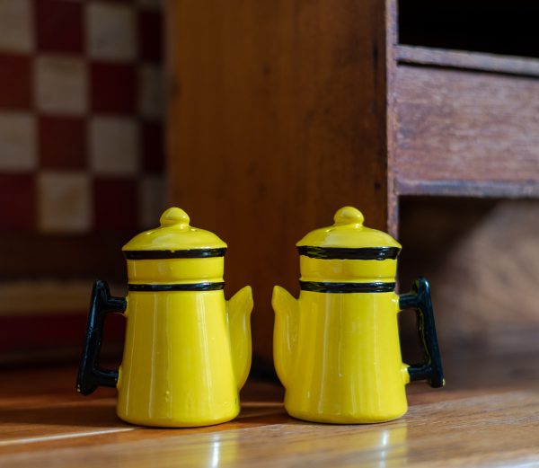 Vintage Salt and Pepper Shakers - Japan Yellow Coffee Pot