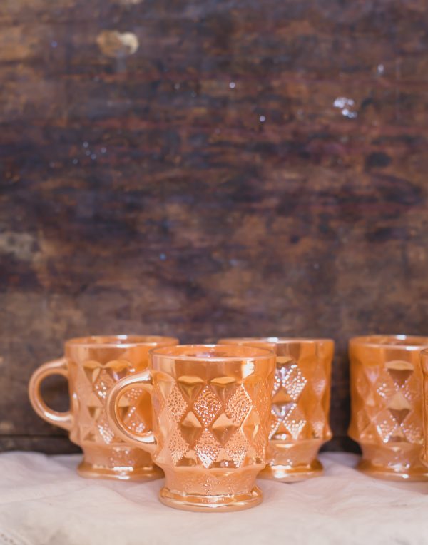 Vintage Anchor Hocking Fire King - Peach Lustre Kimberly Mugs