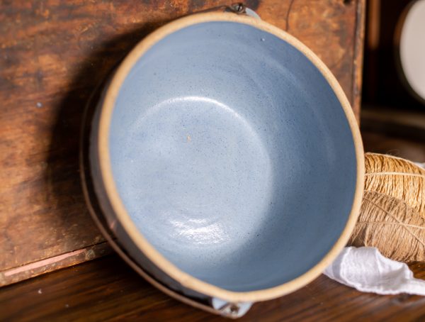 Antique Salt Glazed Stoneware Blue Bowl - Scientific Electric