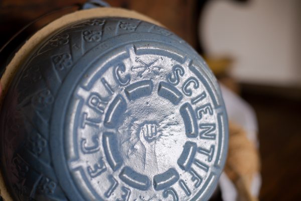 Antique Salt Glazed Stoneware Blue Bowl - Scientific Electric