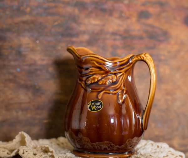 Small Vintage Arthur Wood - Brown Wheat Ceramic Pitcher