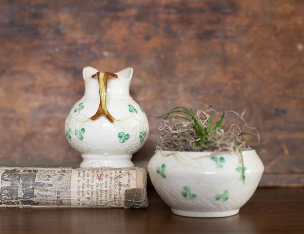 Vintage Belleek, Shamrock Creamer and Sugar