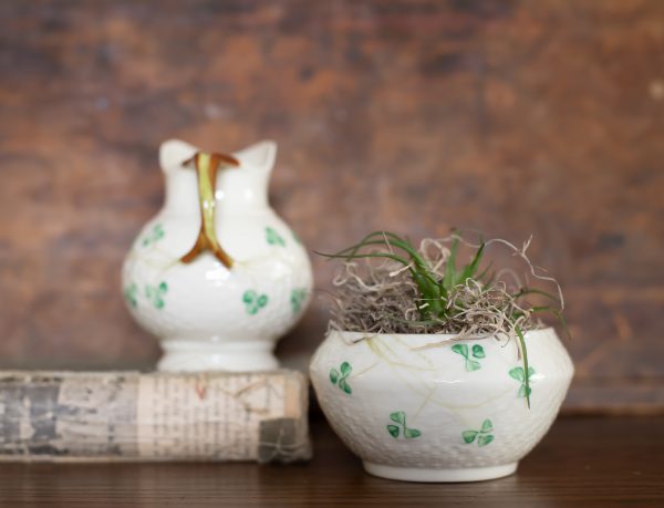 Vintage Belleek, Shamrock Creamer and Sugar