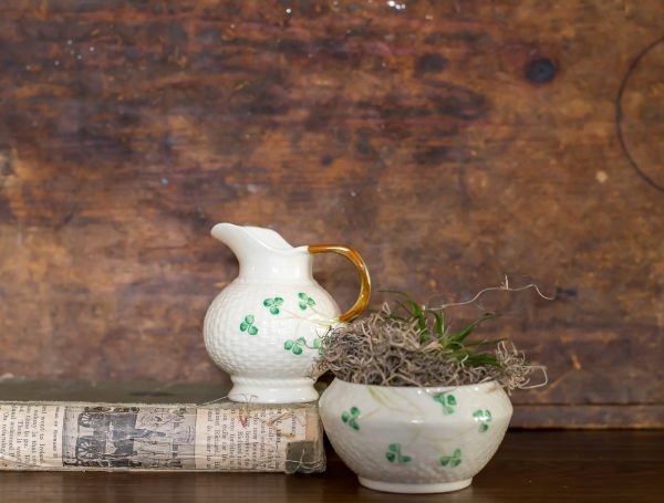 Vintage Belleek, Shamrock Creamer and Sugar