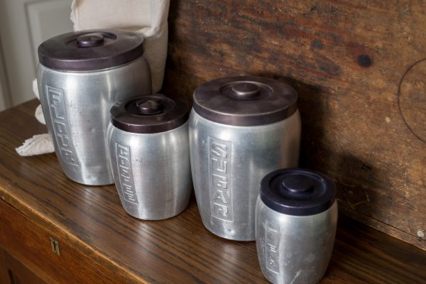 Vintage Spun Aluminum 4pc Nesting Kitchen Canister Set - Japan