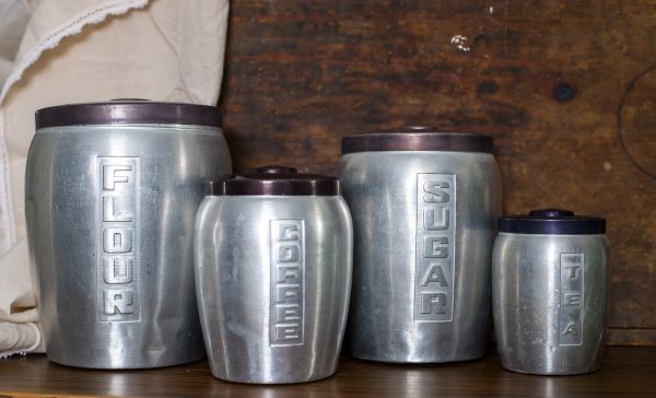 Vintage Spun Aluminum 4pc Nesting Kitchen Canister Set - Japan