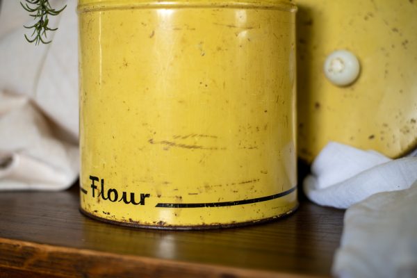 Flour Tin - Art Deco Yellow Kitchen Canister_