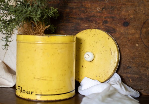 Flour Tin - Art Deco Yellow Kitchen Canister_