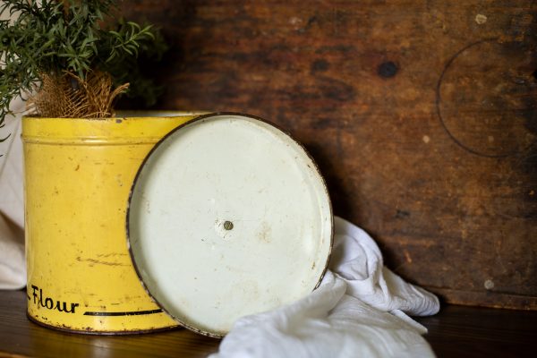 Flour Tin - Art Deco Yellow Kitchen Canister_